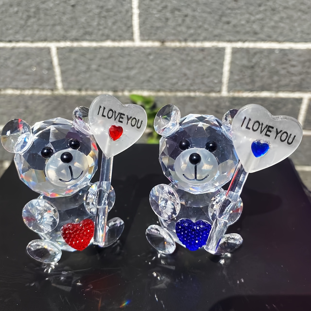 

1pc, Crystal Teddy Bear With Heart Figurines, 2.13 X 2.36 Inches, "i Love You" Engraved, Birthday And Holiday Gift Decor