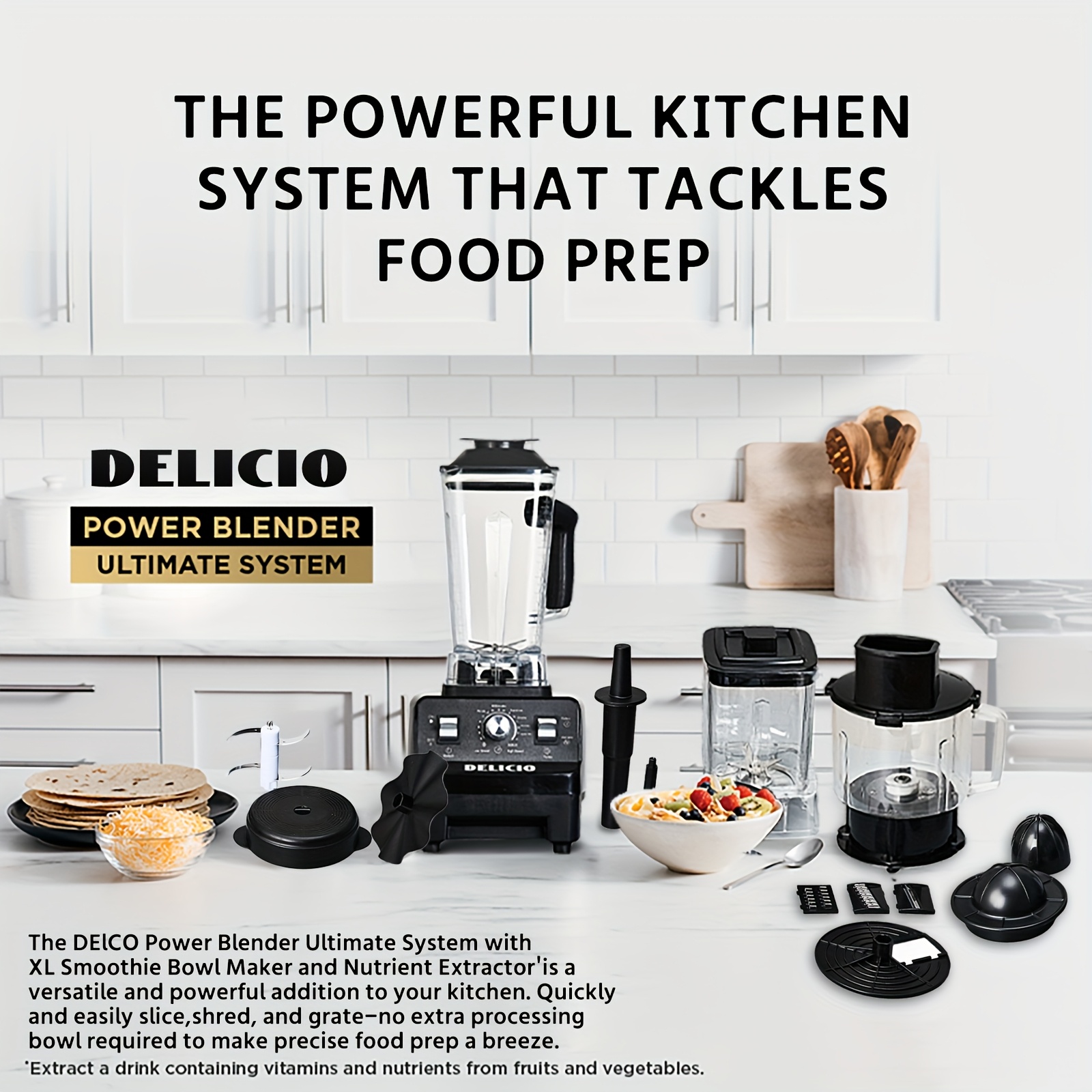 TEMU Juicers 7in 1 Blender And Food Processor Combo For Kitchen, Small Electric Food Chopper For Meat And Vegetable, 330w High Speed Blenders With 2