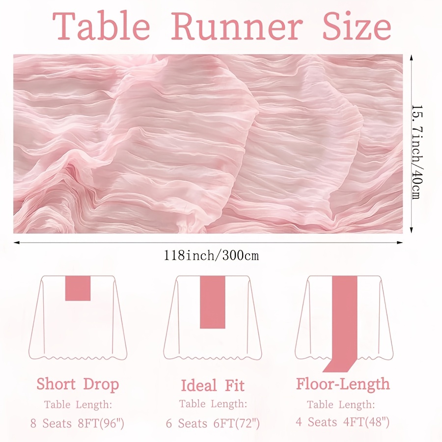 TEMU 1pc Of Cheesecloth Table Runner, A Bohemian Gauze Design, Measuring Long, Perfect For Rustic And Sheer Table Settings At Summer Weddings, Baby