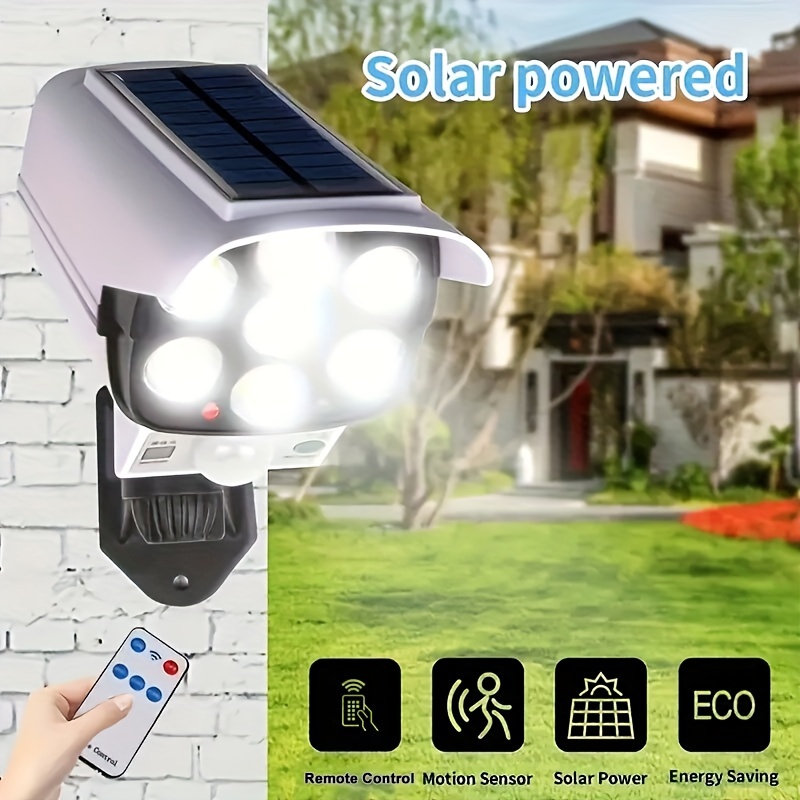 

1pc 77 Leds Solar Light, Motion Sensor Security Dummy Camera, Outdoor Flood Light With 3 Modes For Home Garden