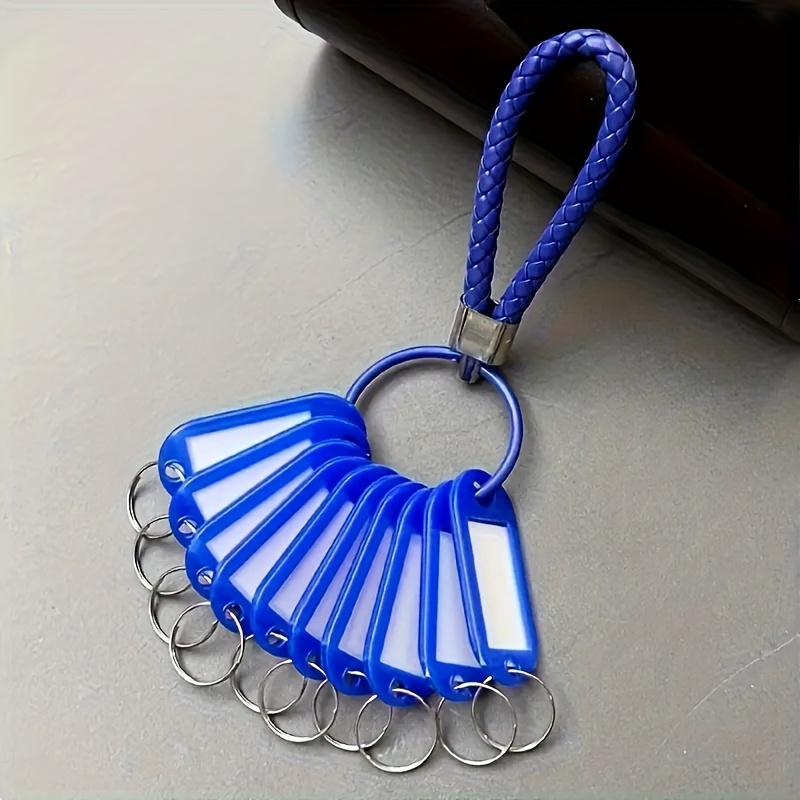 TEMU 10 pezzi di etichette di marcatura colorate + 1 sacchetto di anelli di filo colla, organizer per chiavi da dormitorio - Materiale PP resistente,