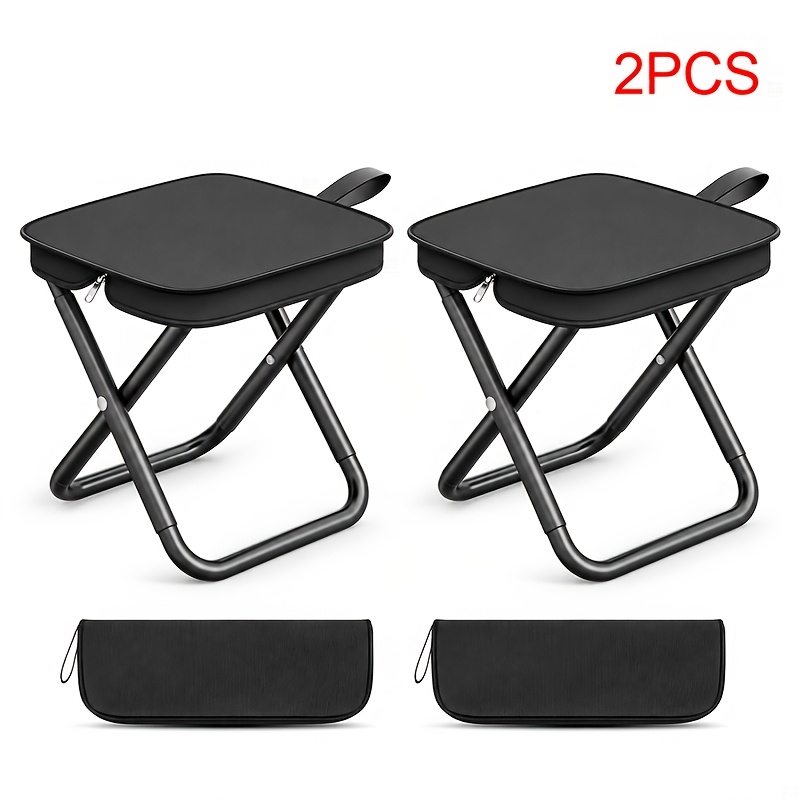TEMU 2 Pack 12 Inch Portable Folding Camping Stool, 260lbs Heavy Duty Collapsible Outdoor Seat, Compact Lightweight Foot Rest With Easy Carry For