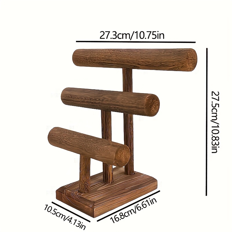 TEMU Wooden Display Jewelry Accessory Stand Jewelry Bracelet Holder Bangle Watch Necklace Storage Jewelry Holder Stand Display Organizer, Brown