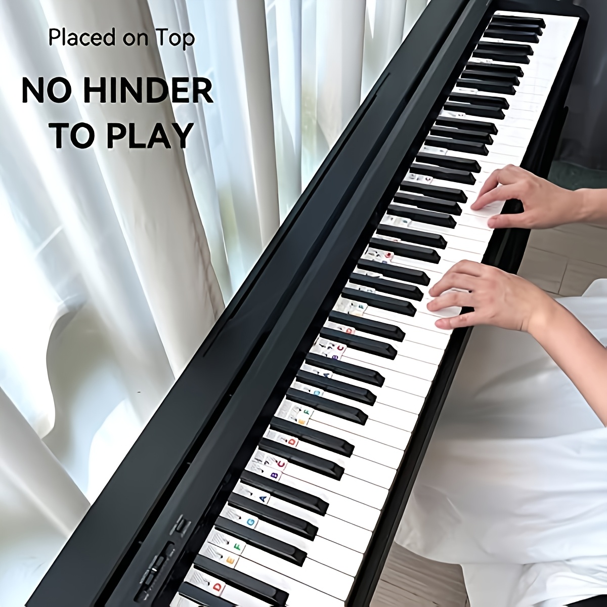 Easy-Learn Piano Notes for Beginners - 88 Key Full Range, Removable & Reusable Keyboard Guide with Colorful Labels (White/Black), No Stickers Needed, Perfect for Practicing Major & Minor Scales, Piano Accessories
