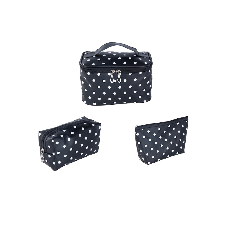 TEMU Ensemble de 3 trousses de Cosmétique à noirs et , organisateur de cosmétiques de voyage, trousse de toilette portable à fermeture éclair avec