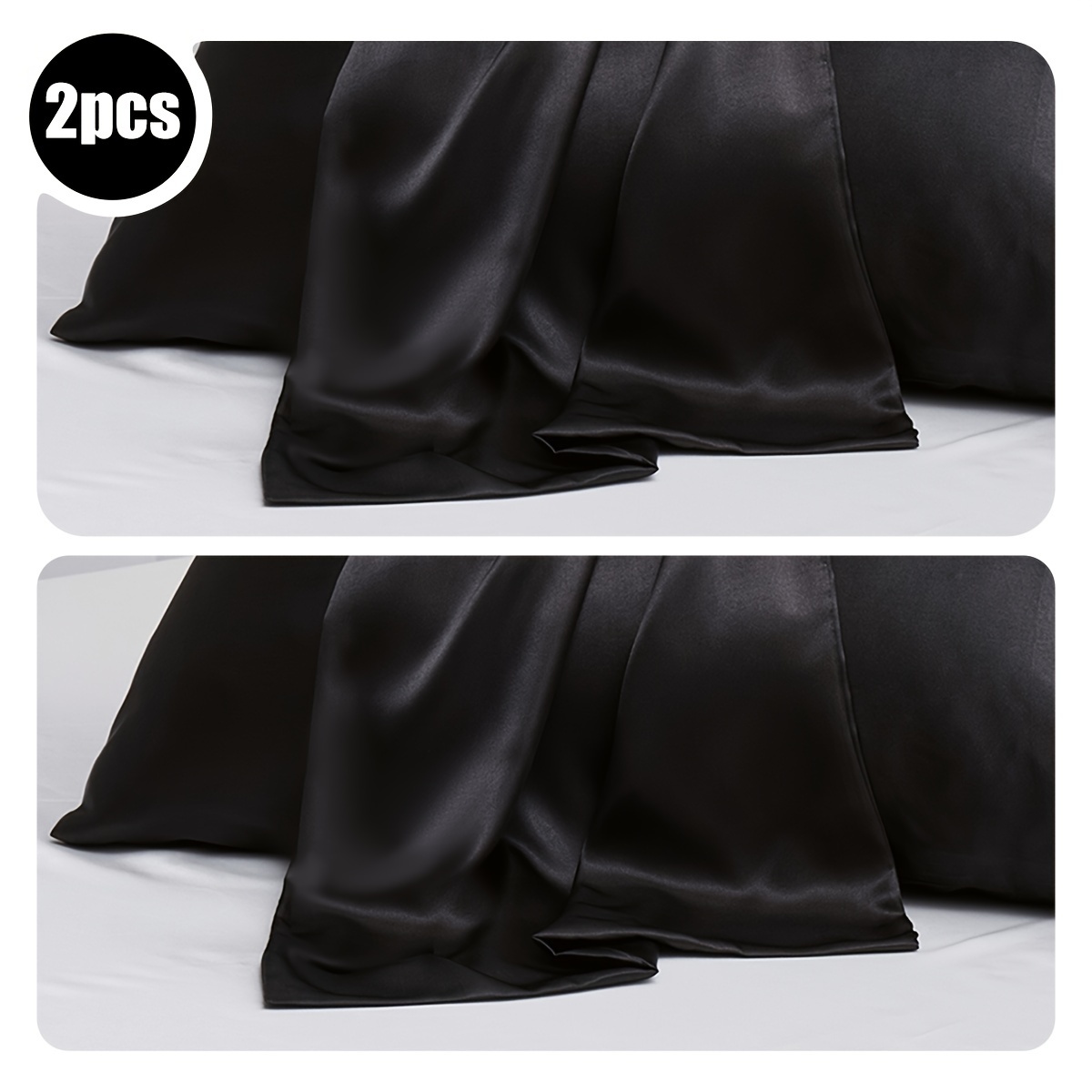 TEMU 2pcs Luxurious Satin Pillowcases - Soft, Breathable & Wrinkle-resistant Solid Color Covers For Hair And , Envelope Closure, Bedroom Or Sofa Decor (inserts Not Included)