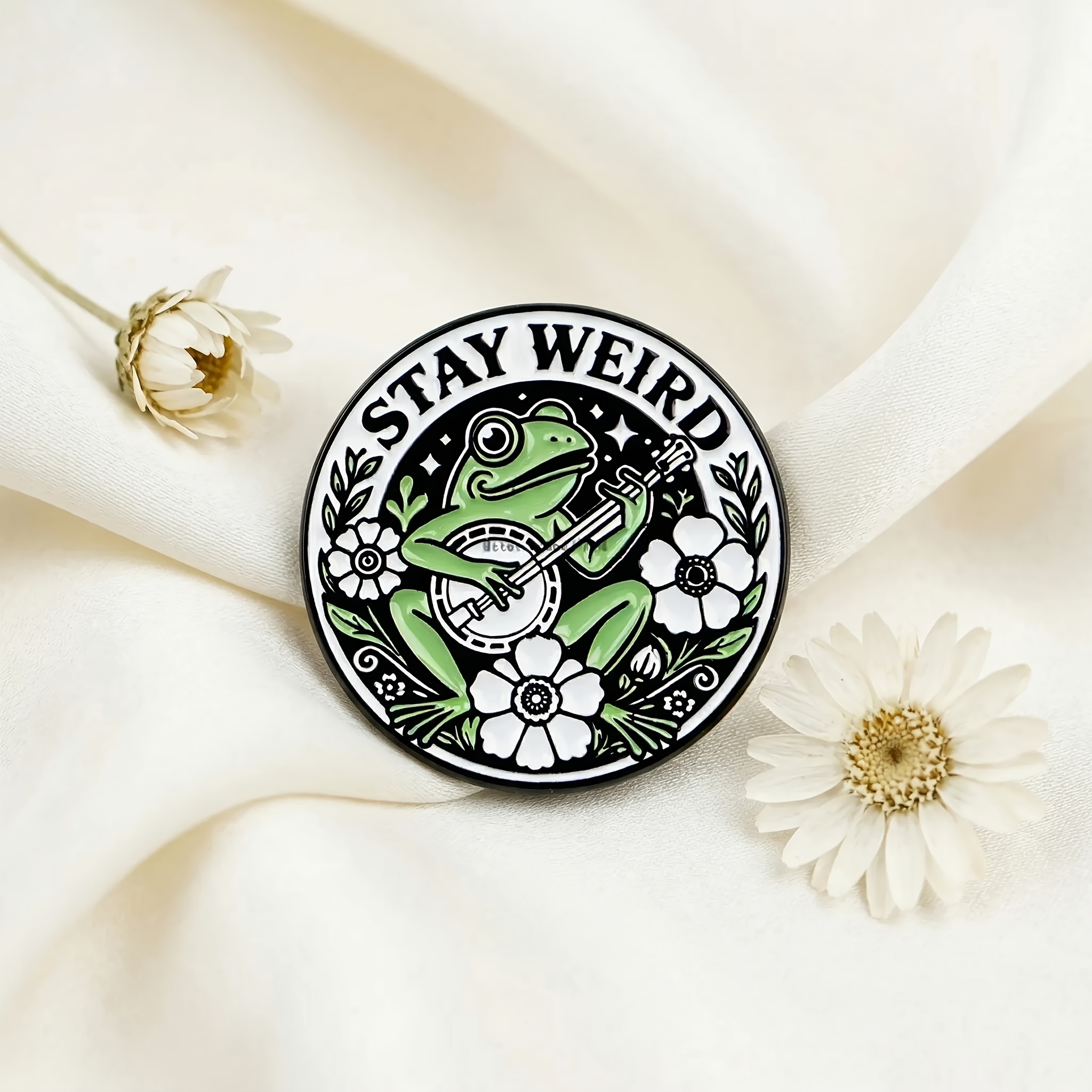 TEMU Pin's Émail Grenouille Banjo "", Badge d'Équipement "", Pin Grenouille de Dessin Jouant de la Guitare "", Broche Émail Style Vintage pour Sac à