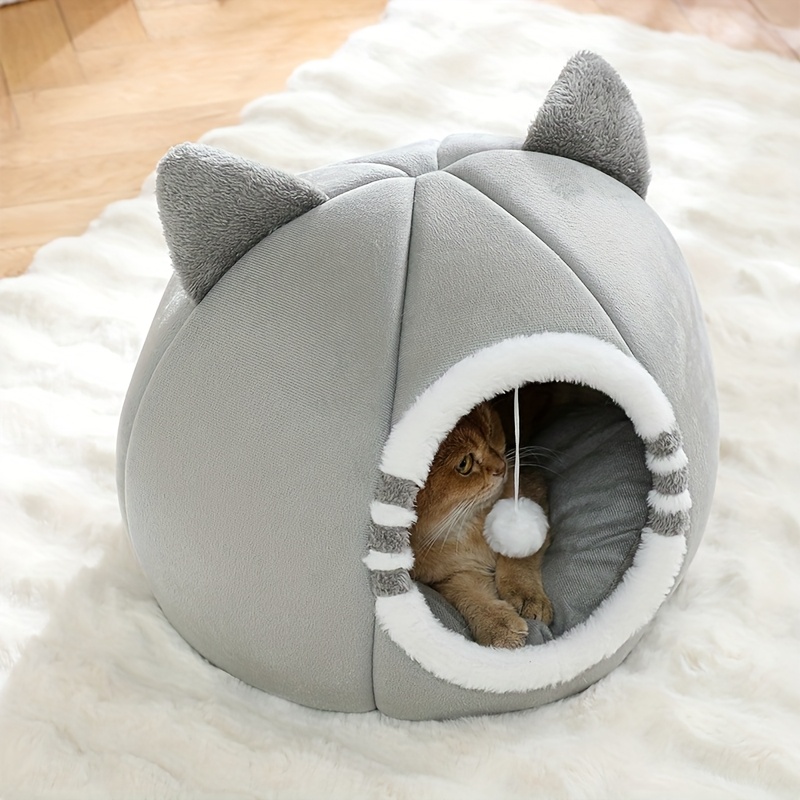 TEMU Cat Bed For Indoor Cats, Washable Cat House With Soft Mat, Suitable For All Breeds Of Cats, Deep Sleeping Bed