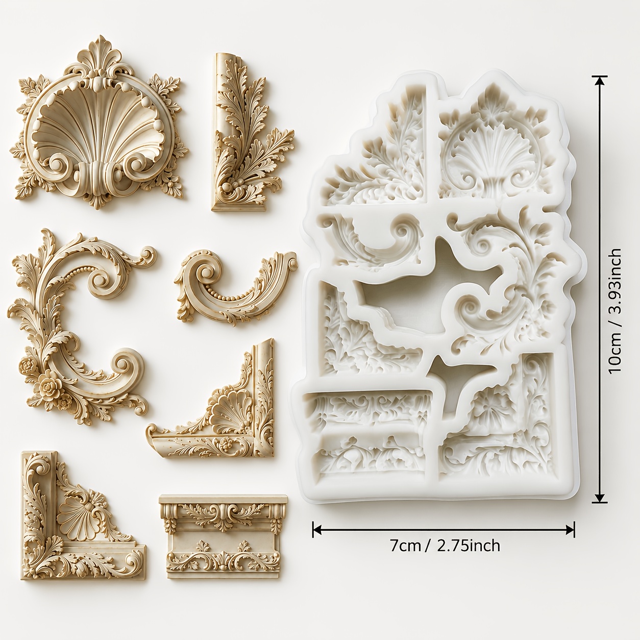 TEMU Moules en - Moule en silicone à d'angle européennes, pour résine/plâtre//, Appliques d'angle à baroques rococo | Revalorisation de meubles,