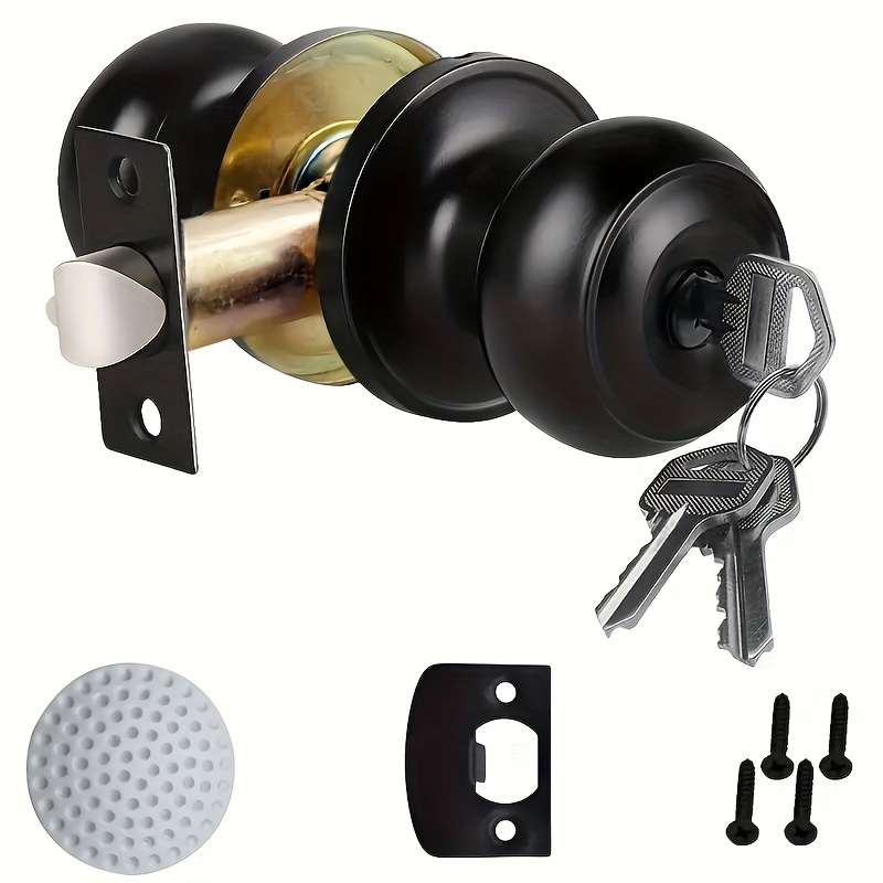

Matte Black Berlin Series Keyed Door Knob - Secure Privacy Lock For Interior/, Round Copper Metal