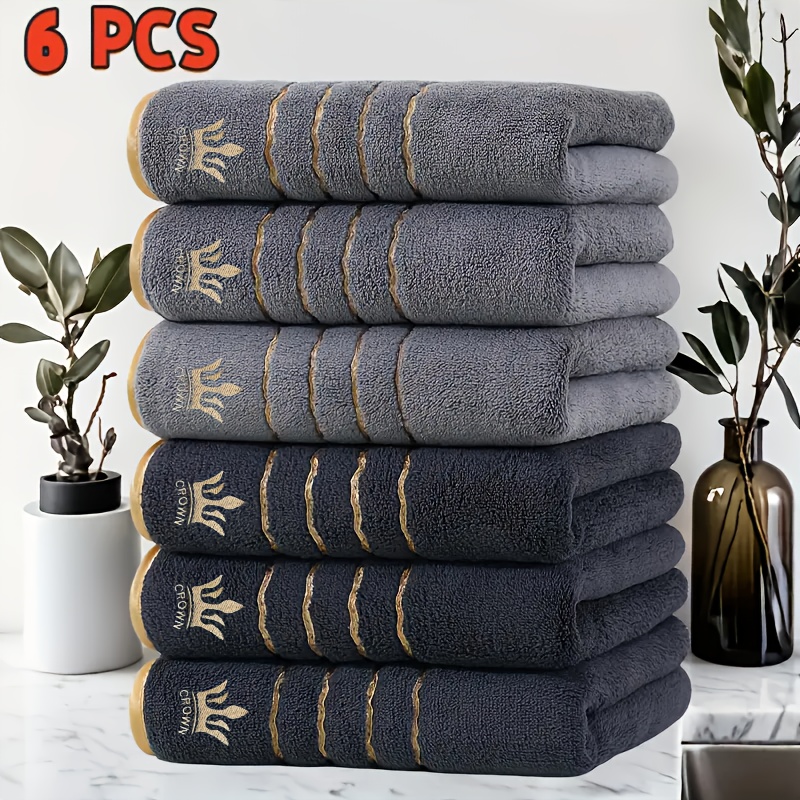 TEMU Set di 6 Asciugamani , a Corona, 42x70 cm, Motivo Geometrico, Design Moderno, -Spargimento, Tinta Rapida, per la Casa, per Bagno, Spa, Natale,