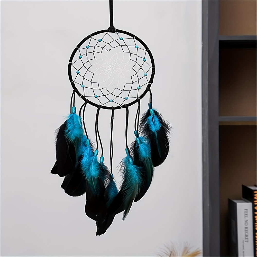 Creative Blue Feather Dreamcatcher Wind Chime Hanging Room - Temu ...