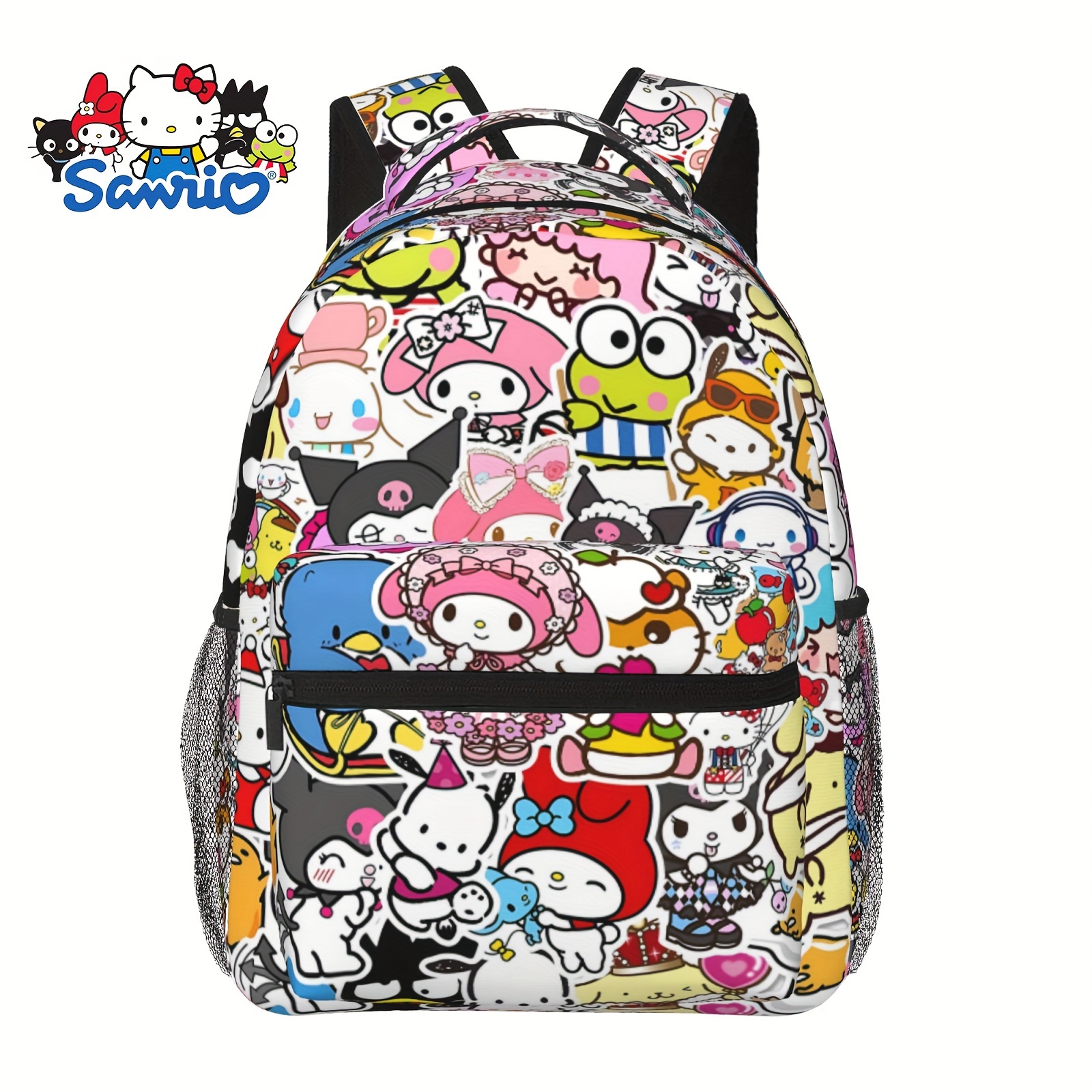 

1pc, Authorized By Sanrio Cartoon Hello Kitty-kuromi-melody Backpack Kawaii Cute Fashion Computer Bag, Full-width Printed Backpack, Casual Large-capacity Backpack Travel Bag, Outdoor Sports Backpack
