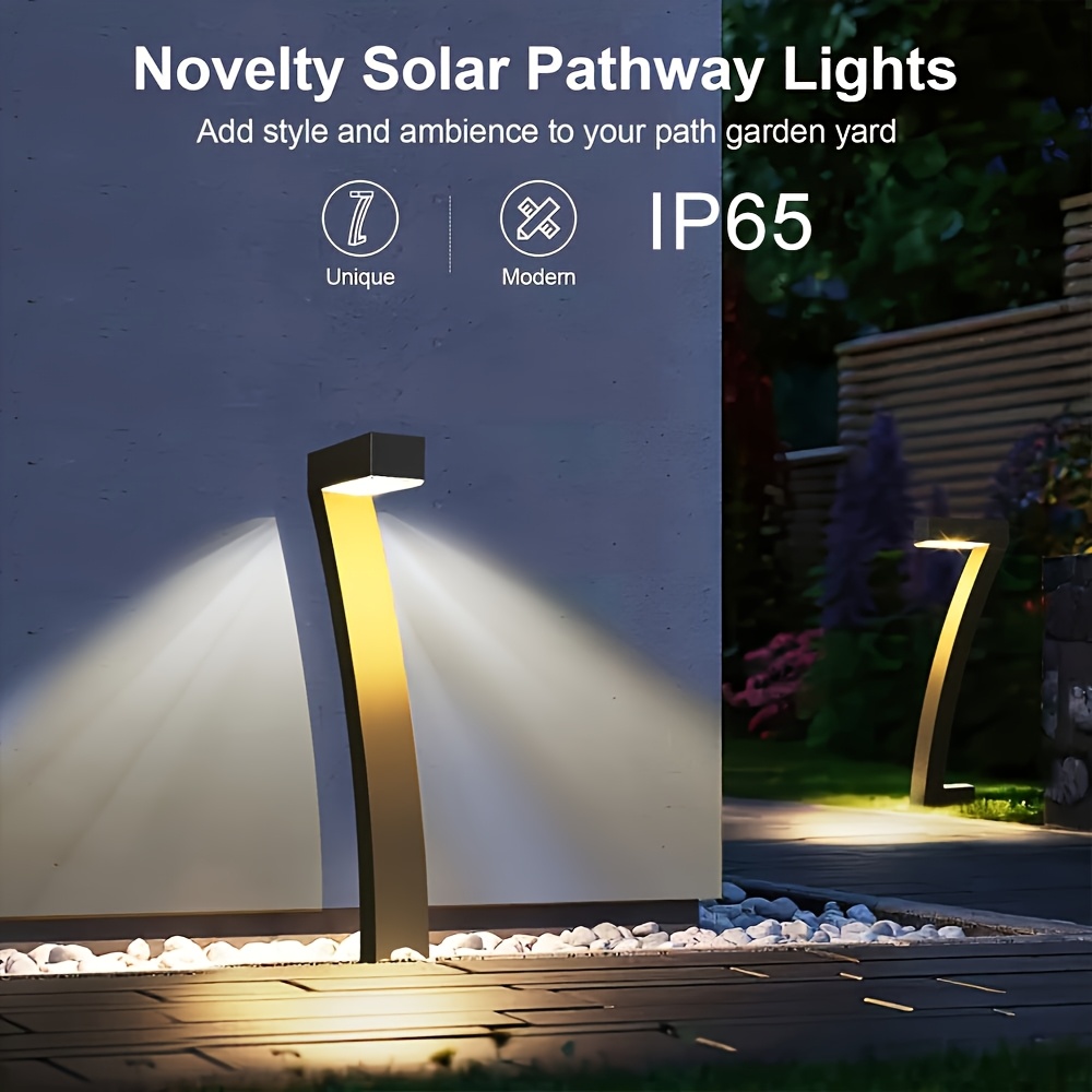 4 Pcs Solar Lights Outdoor Walkway Lights, Upgrade Bright LED Outdoor Solar Lights for Outdoor, Solar Garden Lights for Patio, Driveway, Walkway, Landscape, Yard Decoration
