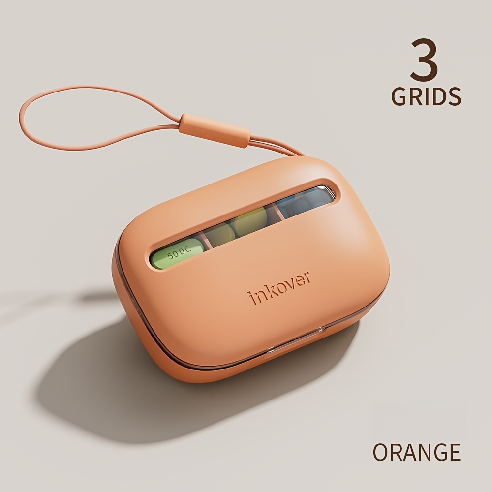 TEMU Stylish Three-compartment Pill Organizer With 4 Color Options. Lightweight And Portable Design, Ideal For Carrying Health Supplements And