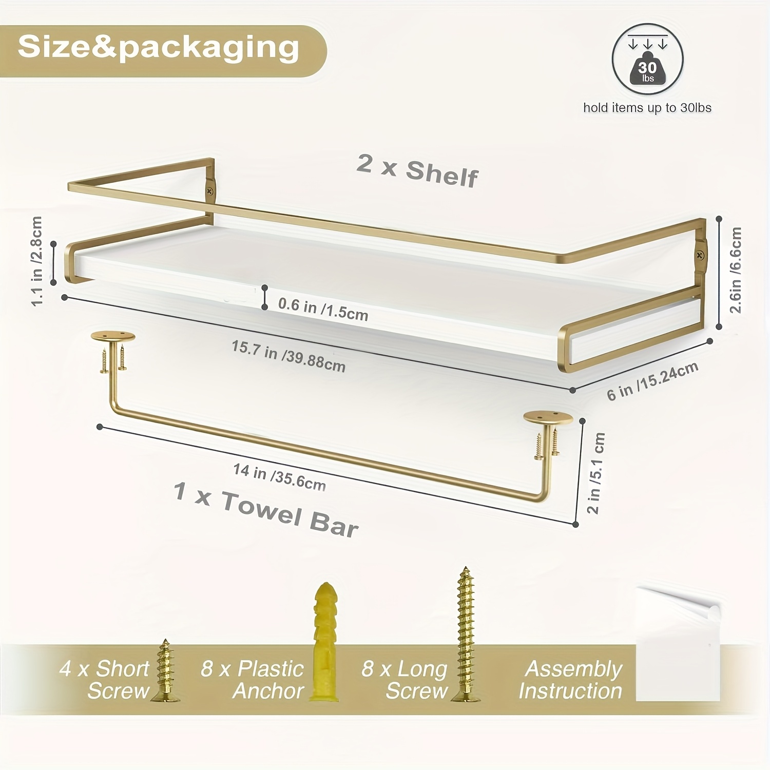 Mensole galleggianti da parete, 3 set di mensole da bagno in legno con cesto portaoggetti e ganci, mensola galleggiante per decorazione da parete, camera da letto, soggiorno, cucina, piante, libri