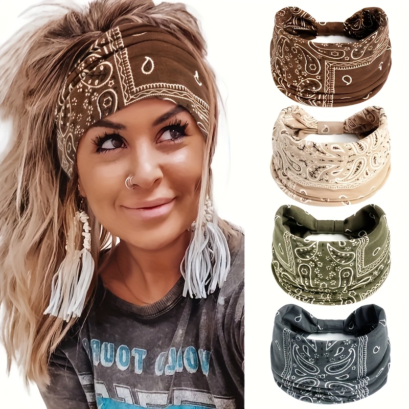 8pcs Wide African Turban Headbands for Women, Vintage Wrap