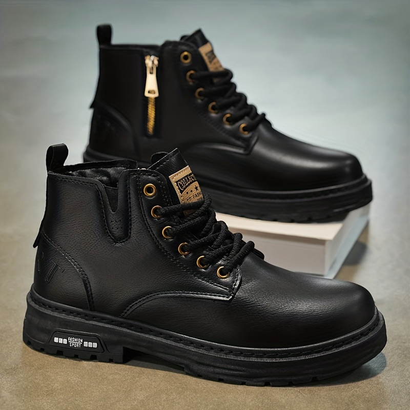 Men's Casual Work Boots Durable Lace Up Boots for Daily Wear And Outdoor Activities Brown/Black