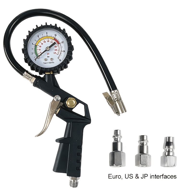 TEMU Accurate Tire Pressure Gauge, Tire Inflator With A Pressure Gauge, 1/4" External Thread - European/american/japanese Connectors, Tire Inflation