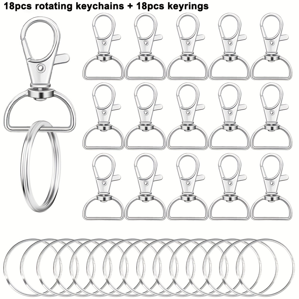TEMU 36pcs D-shaped Swivel Alloy Lobster Clasp Keychain Clip With Metal Key Rings Open Jump Rings Multifunctional Additions Set, Including 18pcs