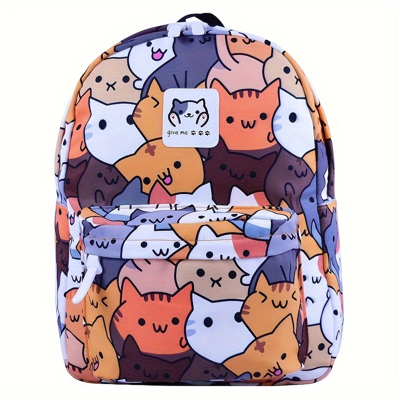 

Gift - 1pc Cute Cat Print Backpack, Fashion And Casual Nylon Backpack, Honeycomb Reduction Design, Used In Multiple As , Shopping, Etc.