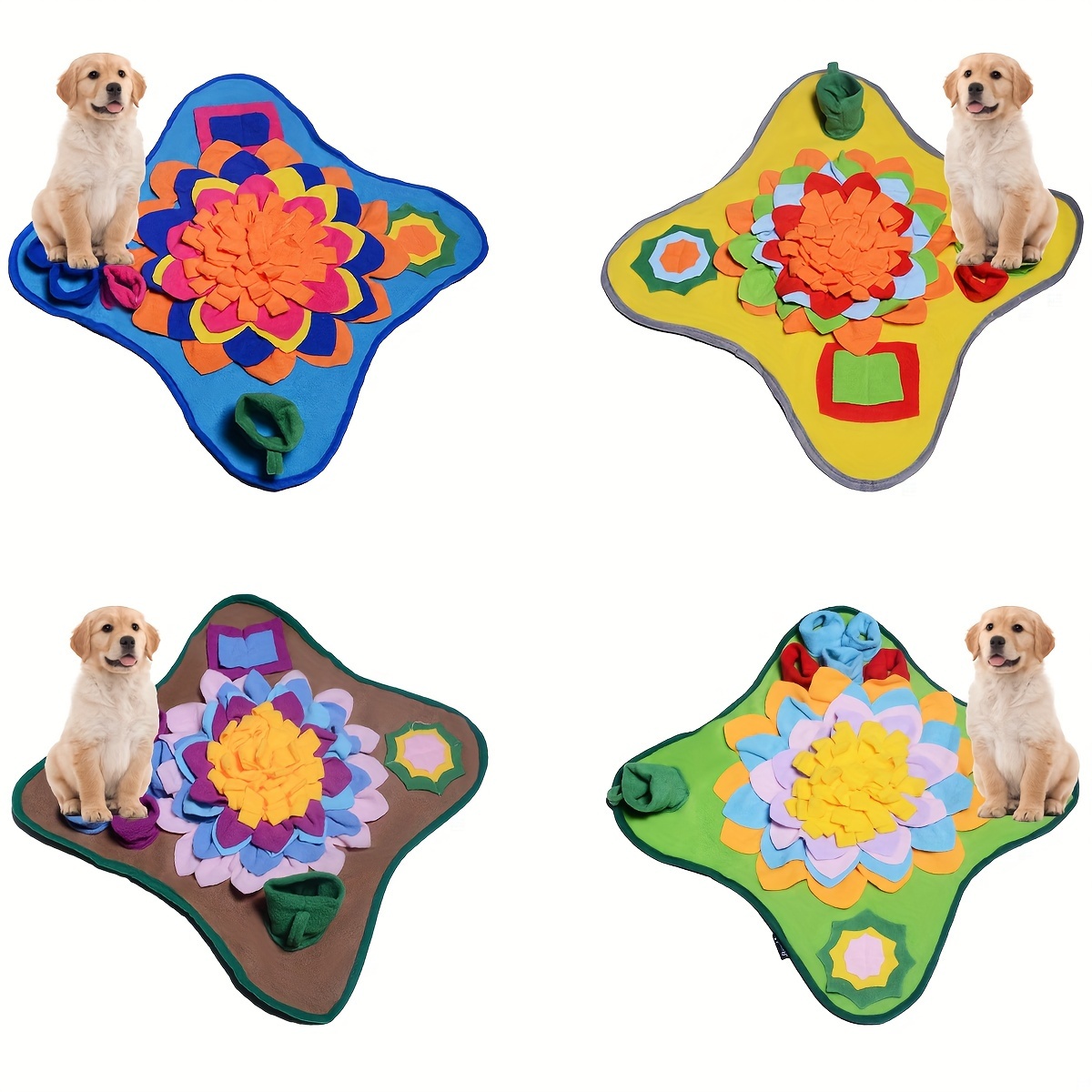 

Tapis de Snuffle Interactif pour Chiens - Jouet Puzzle en de Fleur Colorée pour Alimentation Lente & Stimulation Mentale, Tissu Antidérapant, Idéal pour Toutes les Races de Chiens