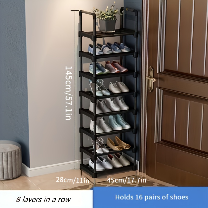 TEMU 8-layer Floor Shoe Rack, Simple Assembly Shoe Storage Rack, Stackable And Expandable Space-saving Shoe Storage Rack, Large Capacity Shoe Storage