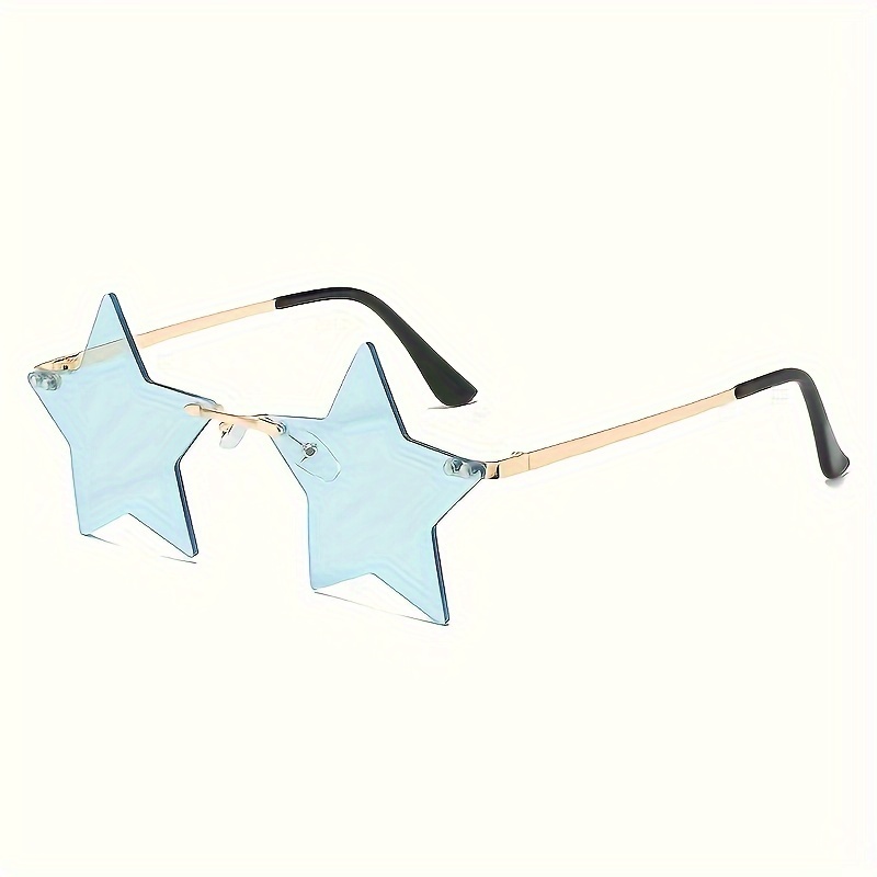 

Art Glasses Star-shaped Rimless Fashion Glasses - Trendy Five-pointed With Clear Pc Lenses, Copper Frame, Parties & Fashionable Events, Glasses Accessories