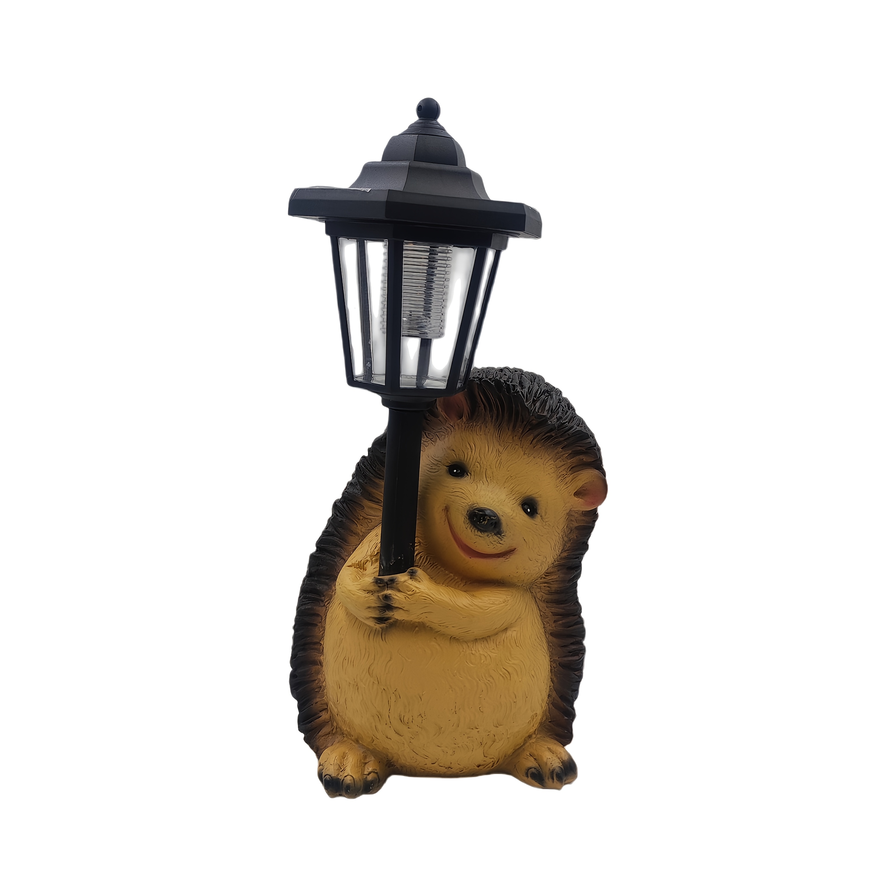 Image of 1pc Solar Hedgehog Statue Lamp, Garden Decorative Lamp, Resin Ornament, Yard Light, Hexagonal Lamp, Lawn Light. Suitable For: Courtyard, Garden, Outdoor. An Gift.