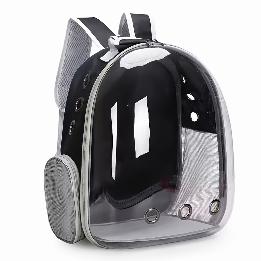 TEMU Modern Transparent Pet Backpack With Zipper Closure - Heavy-duty Structure, Ventilated And Cushioned Lining - Portable Travel Carrier For Cats,