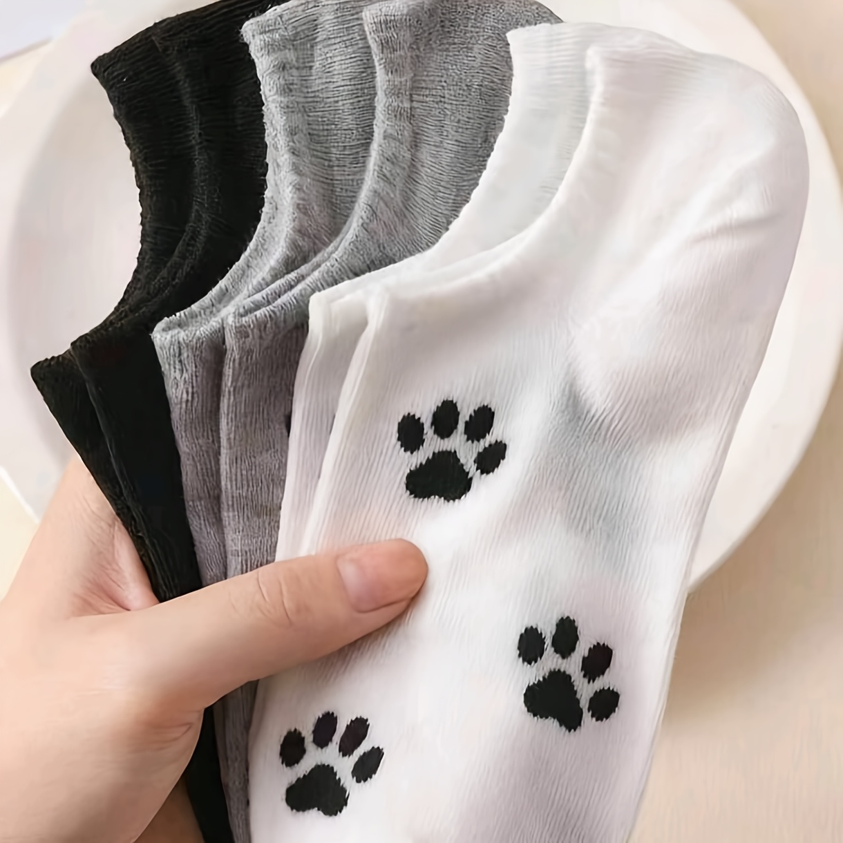 E-shop 4 Paar/5 Paar/8 Paar/9 Paar Damen Socken im niedlichen Katzenpfoten-Design, atmungsaktiv, schweißabsorbierend