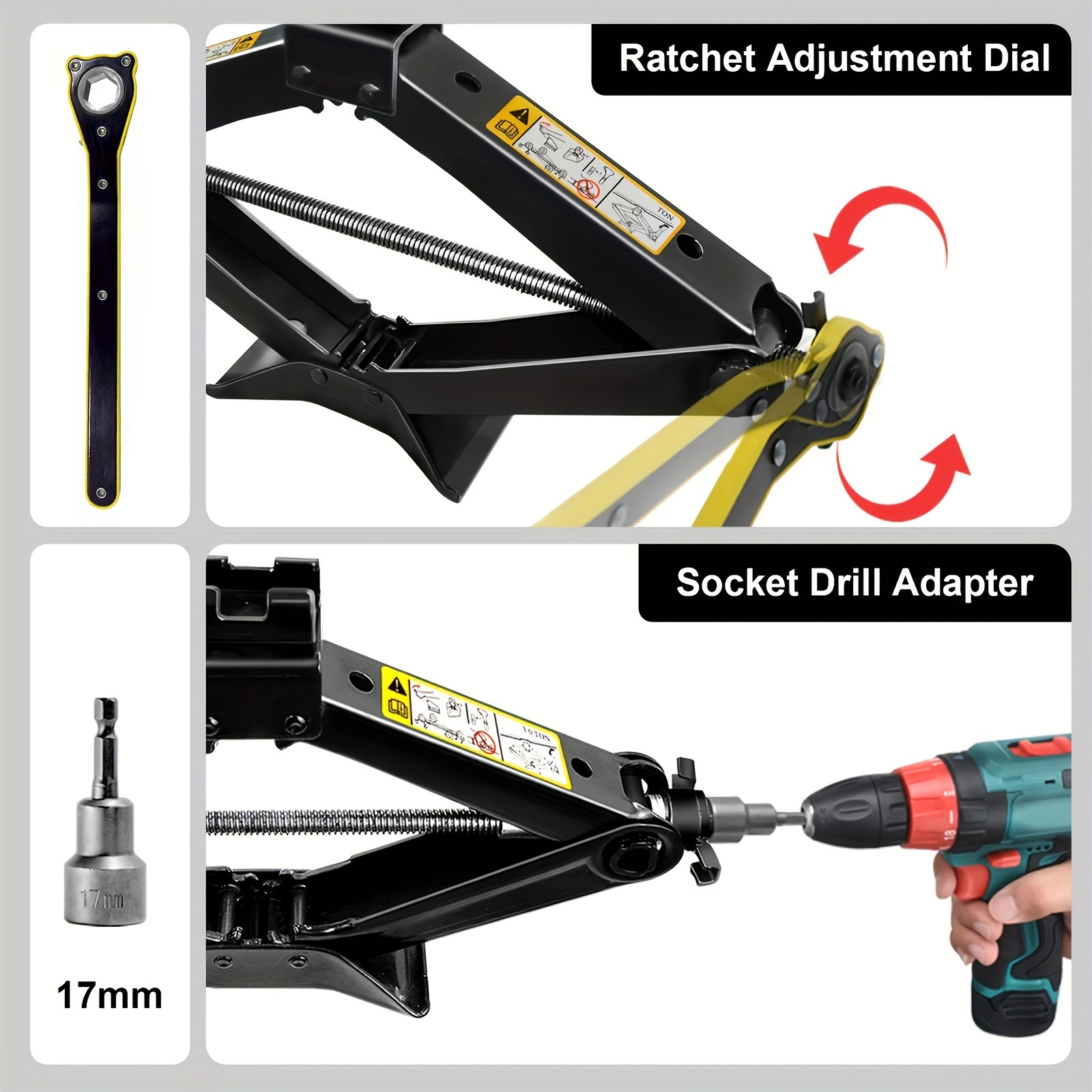 2 5 ton car clip on lifting jack electric drill model 2 5 ton 5511 lbs car jack lifting jack car kit with wrench for car suv mpv 6 piece set details 5
