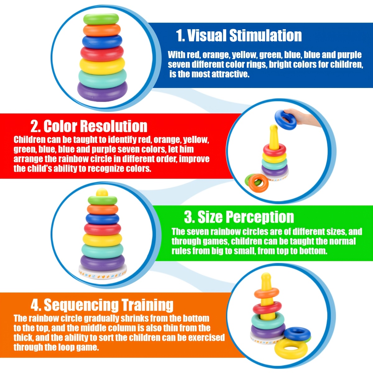 Rainbow Tower Stacking Toy, Learning & Sensory Play