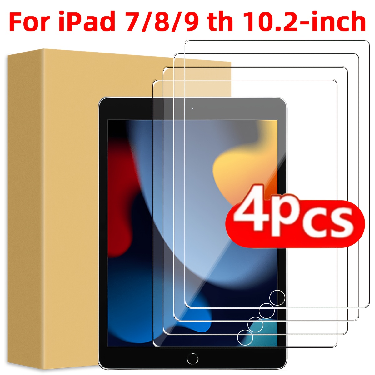 TEMU 4pcs Tempered Glass Screen Protectors, Suitable For 7th Gen 2019 / 10.2 8th Gen 2020 / 9th Gen (10.2-inch) / Mini 6/7 / Mini 4/5, Anti-scratch,