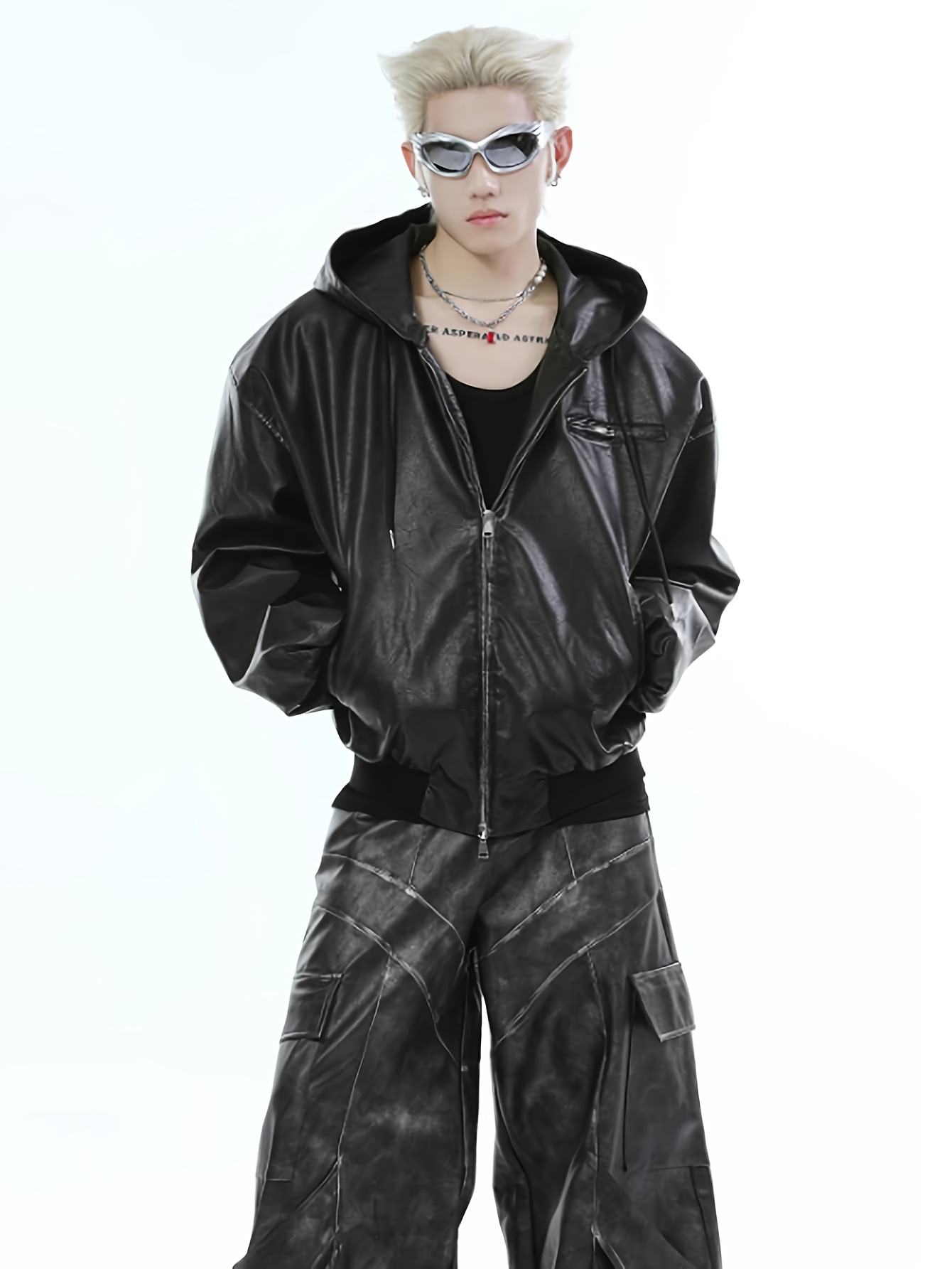 leather jacket hoodie sold on Temu United States