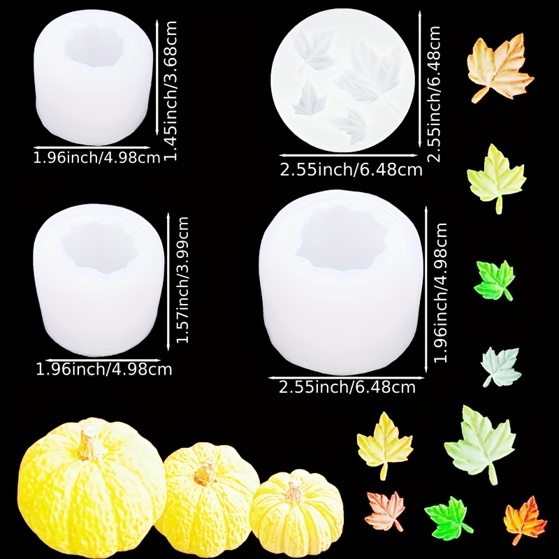Moules Silicone Citrouille Et Feuille D'érable - Lot De 5 - Pour Bougies, Décorations DIY Halloween, Automne