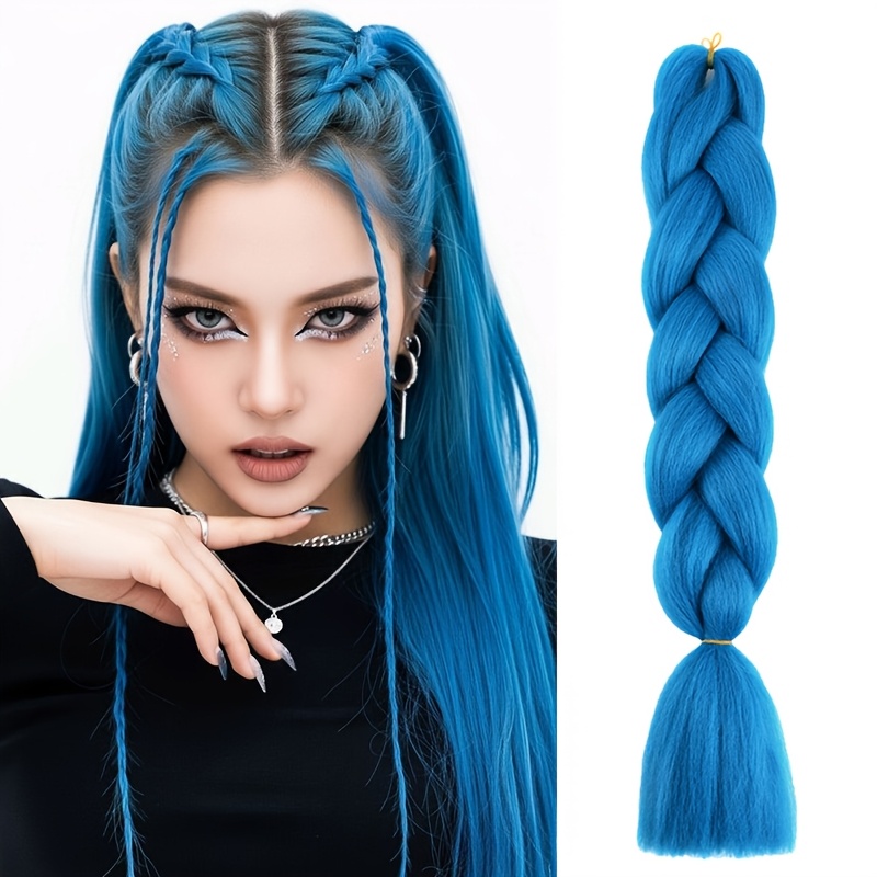 TEMU 1pc/100g 56cm Synthetic Glowing Twist Braids Hair Extensions - Ombre Color Transition Yaki Jumbo Braids For Halloween Christmas Ponytails Unisex