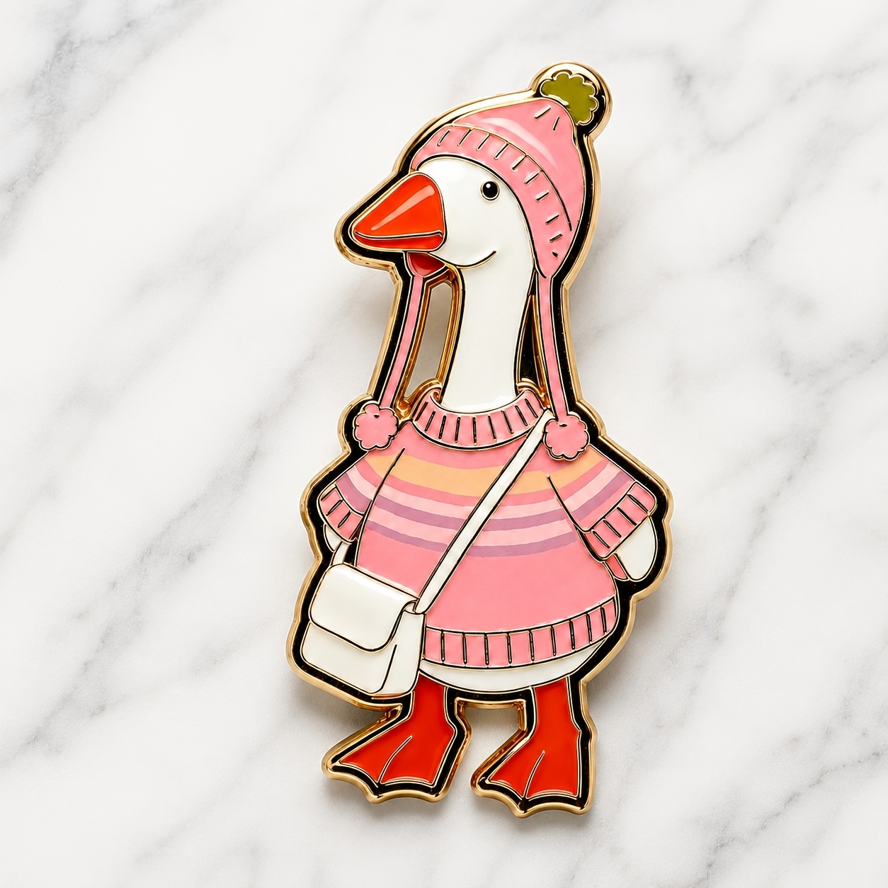 TEMU 1pc Broche Oie Cartoon Mignonne, Broche Canard à avec Bonnet, Pull et Sac Bandoulière, Broche en Alliage de Amusante pour Assoyer les Vêtements,