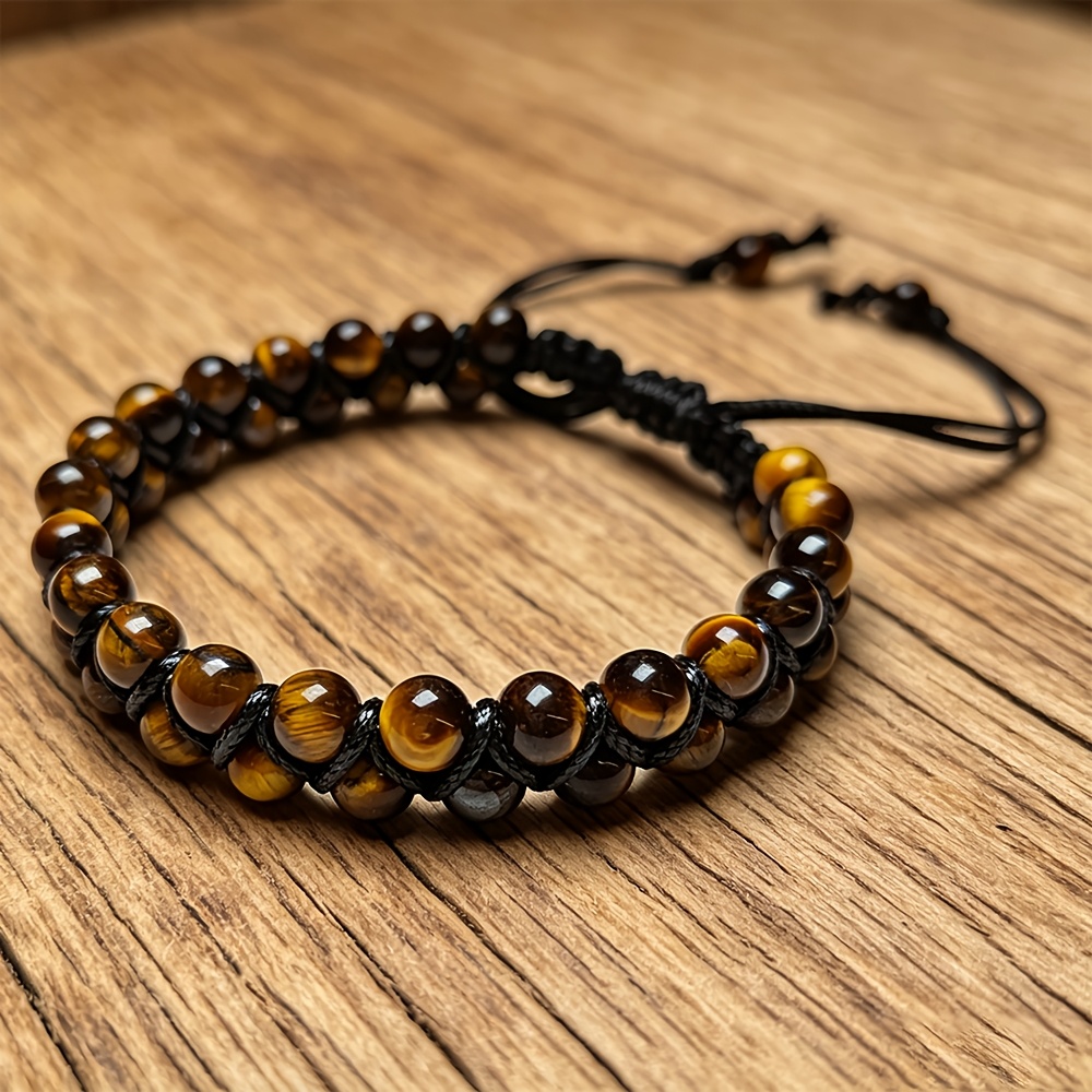 TEMU Pulsera trenzada ajustable de natural grado 5A, a de estilo bohemio, que y —una opción para uso diario o como regalo