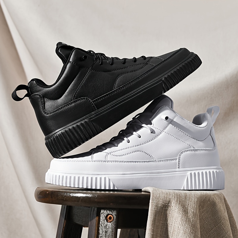 Men's Trendy Solid Skate Shoes, Comfy Non Slip Casual Street Style Sneakers For Men's Outdoor Activities