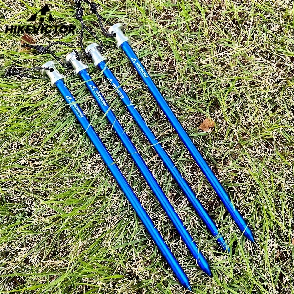 

Hikevictor Tent Stakes 4-pack, Heavy Duty Aluminum Alloy Ground Pegs For Camping, Hammock, Tarps, Canopy - Durable Fixing Nails With Reflective Rope