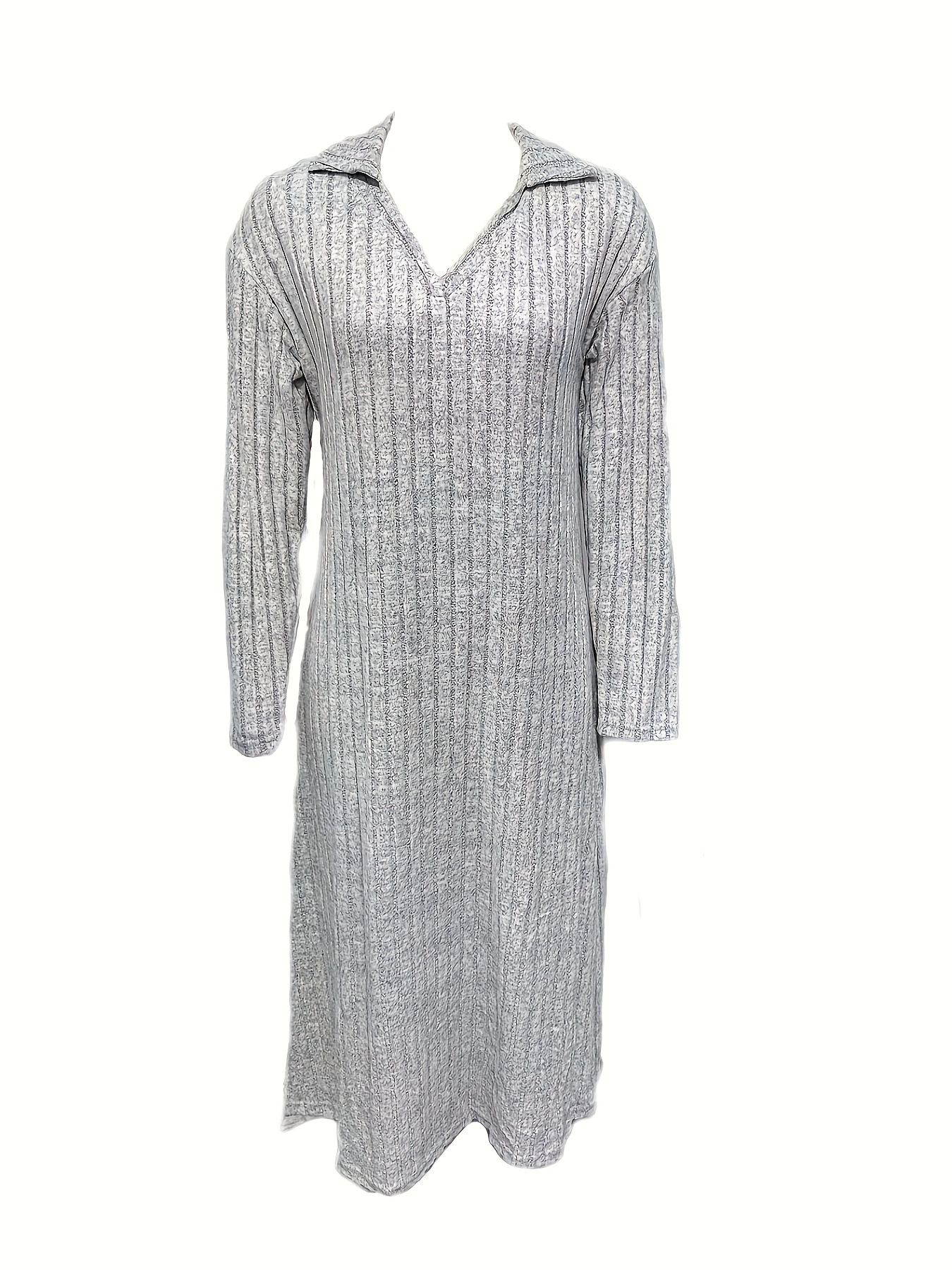 elegant women's long sleeve v neck tunic dress casual Temu