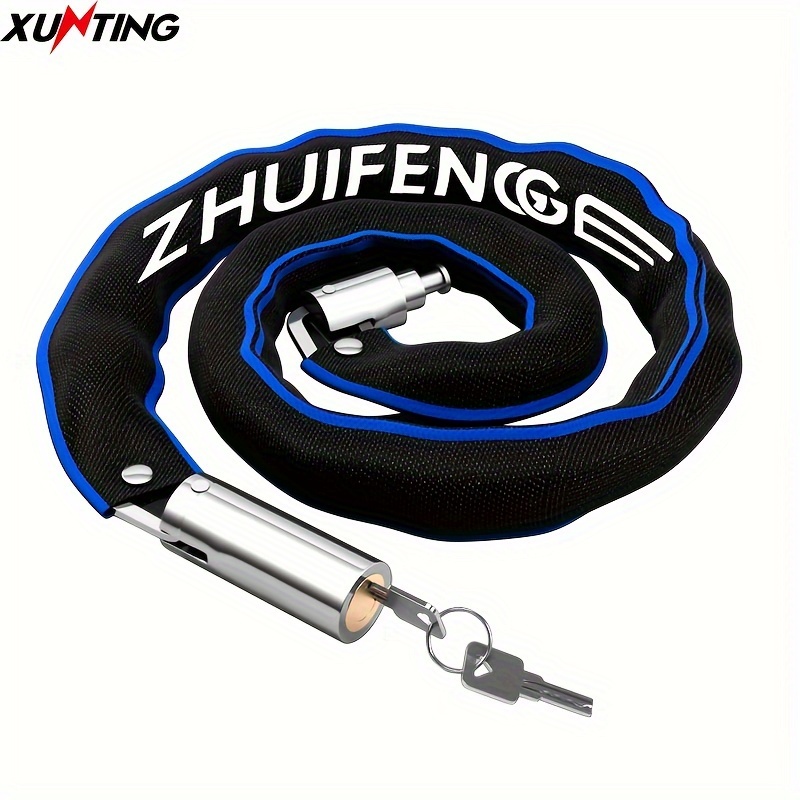 

Xunting Anti-theft Bicycle Chain Lock - Tungsten Steel, Polished Finish, High Security Mtb And Electric Scooter Lock With 2 Keys, 360° Rotating Button Controller