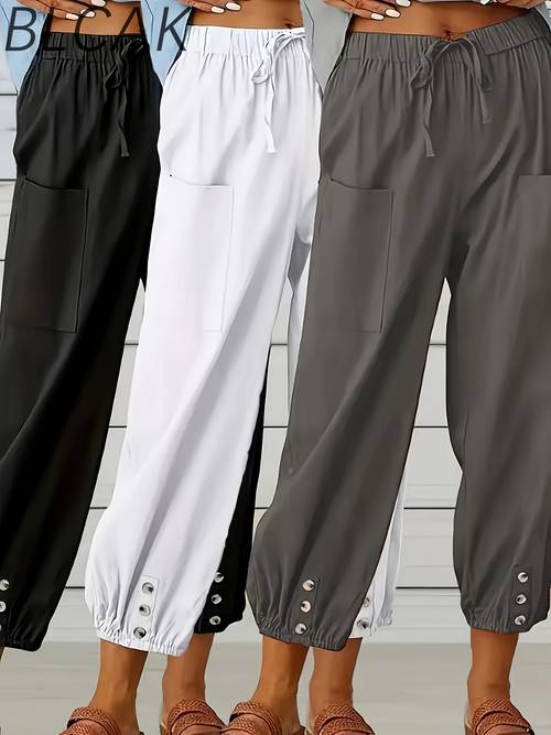 1 pair of loose fit high waisted and linen pants with wide legs for men and women with pockets for easy casual pants with elastic waistband