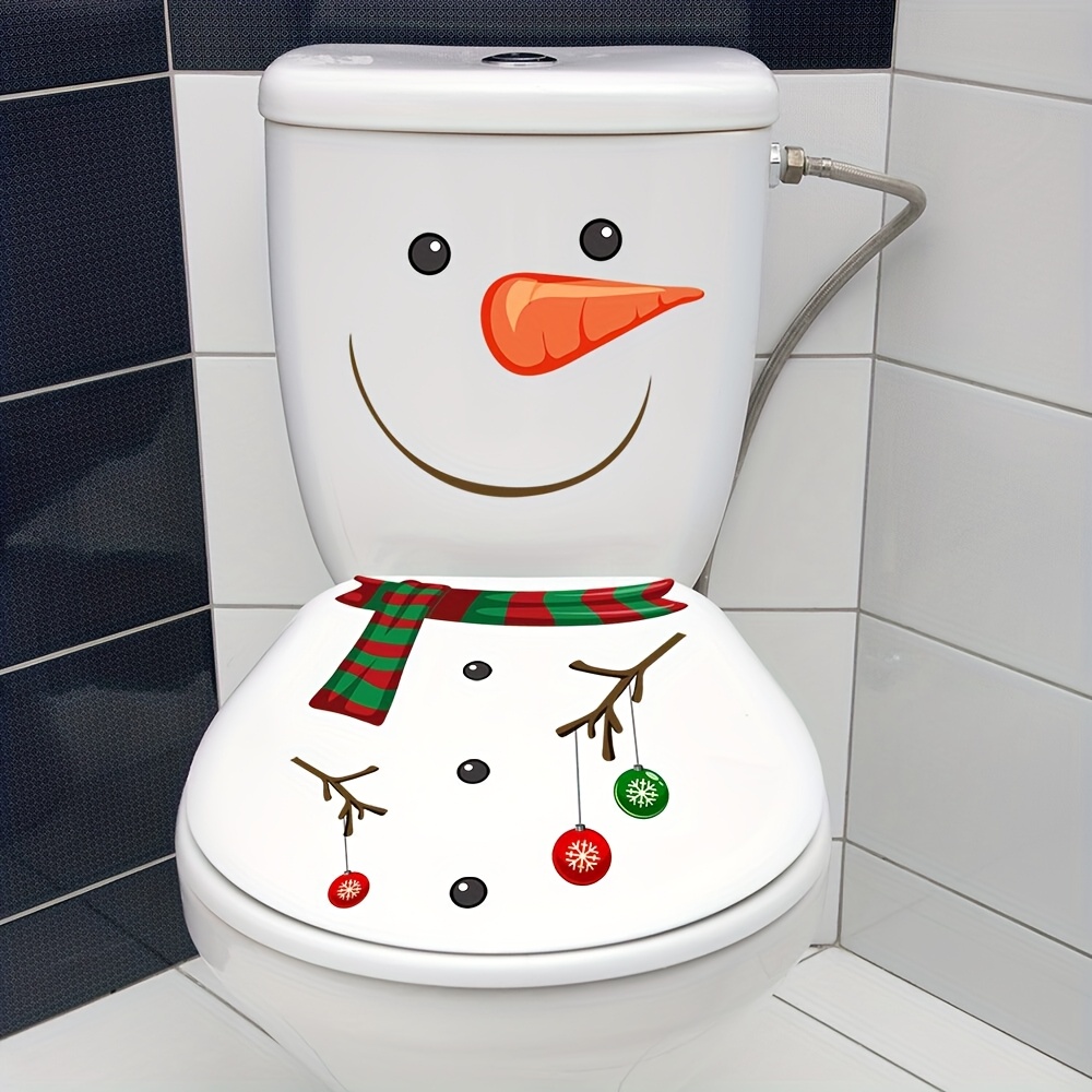 TEMU 1 pieza de pegatina decorativa creativa para inodoro de navideño con , calcomanía autoadhesiva removible para baño, decoración del hogar,