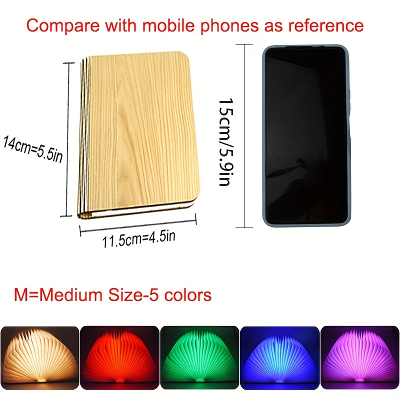 TEMU Magnetic Night Light 3/5 Colors Led Book Light For Friend Birthday Holiday Gift Usb Rechargeable Table Night Lamp Decor Bedroom Living Room