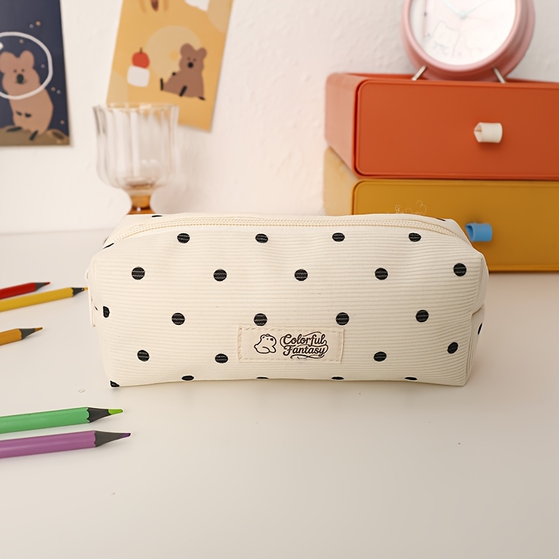 TEMU Trousse à crayons originale style coréen à pois, convient aux . Organisateur de papeterie pour étudiants de grande capacité avec un design