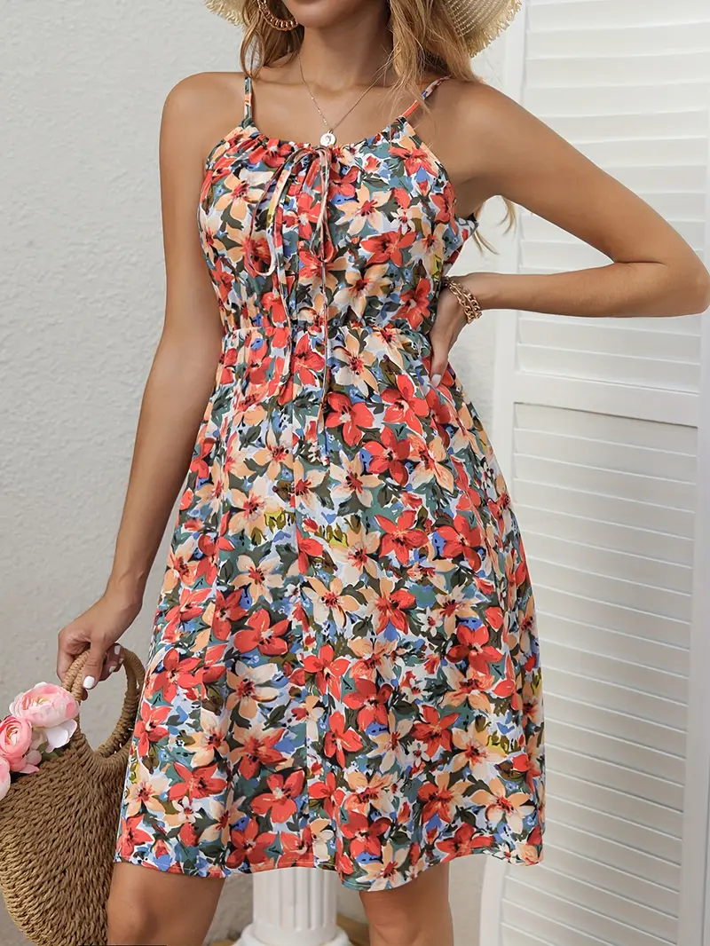 floral print fit flare dress spaghetti strap lace no belt - Temu Mexico floral print fit flare dress spaghetti strap lace no belt - Temu Mexico