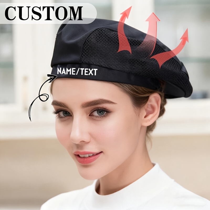 TEMU 1 pieza de gorro de chef de restaurante, personalizable con logo, imagen o texto. Adecuado para de cafetería/restaurante , gorros de pirata,