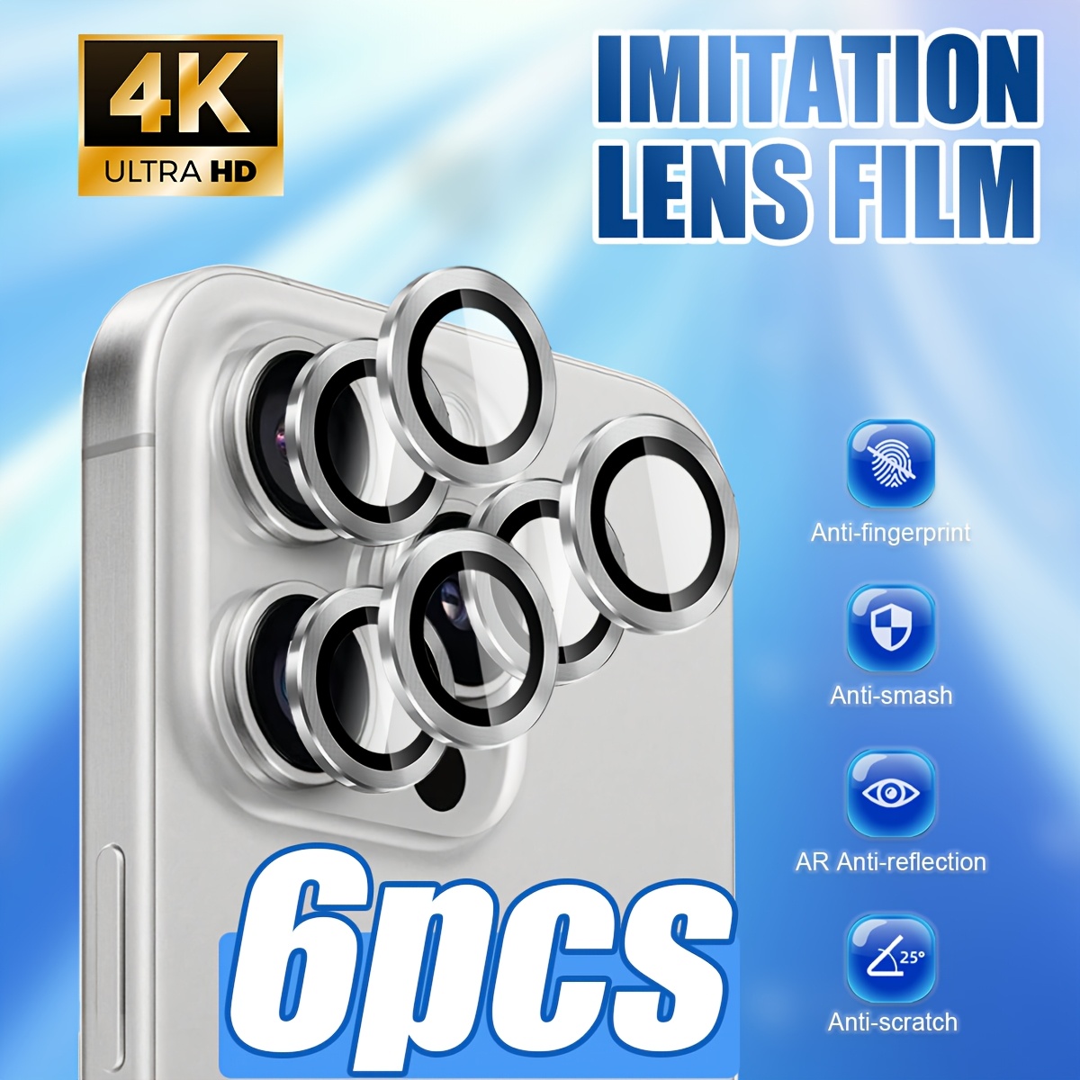 2 Sets (silvery Cd Hawkeye) 3d Metal Tempered Glass Camera Lens Protector Film For Iphone 11 12 13 17 Pro Max Plus 13 12 Mini 17 Air I Camera Glass Protective Film, Photography